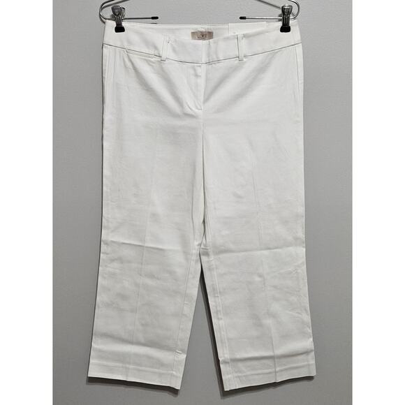NWT Women's Size 2 LOFT White Wide Leg Crop Pants - Picture 1 of 8